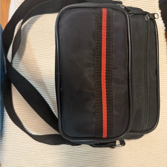 Vintage Black Camera Bag with Red Stripe – Small Shoulder Crossbody - Picture 4 of 7
